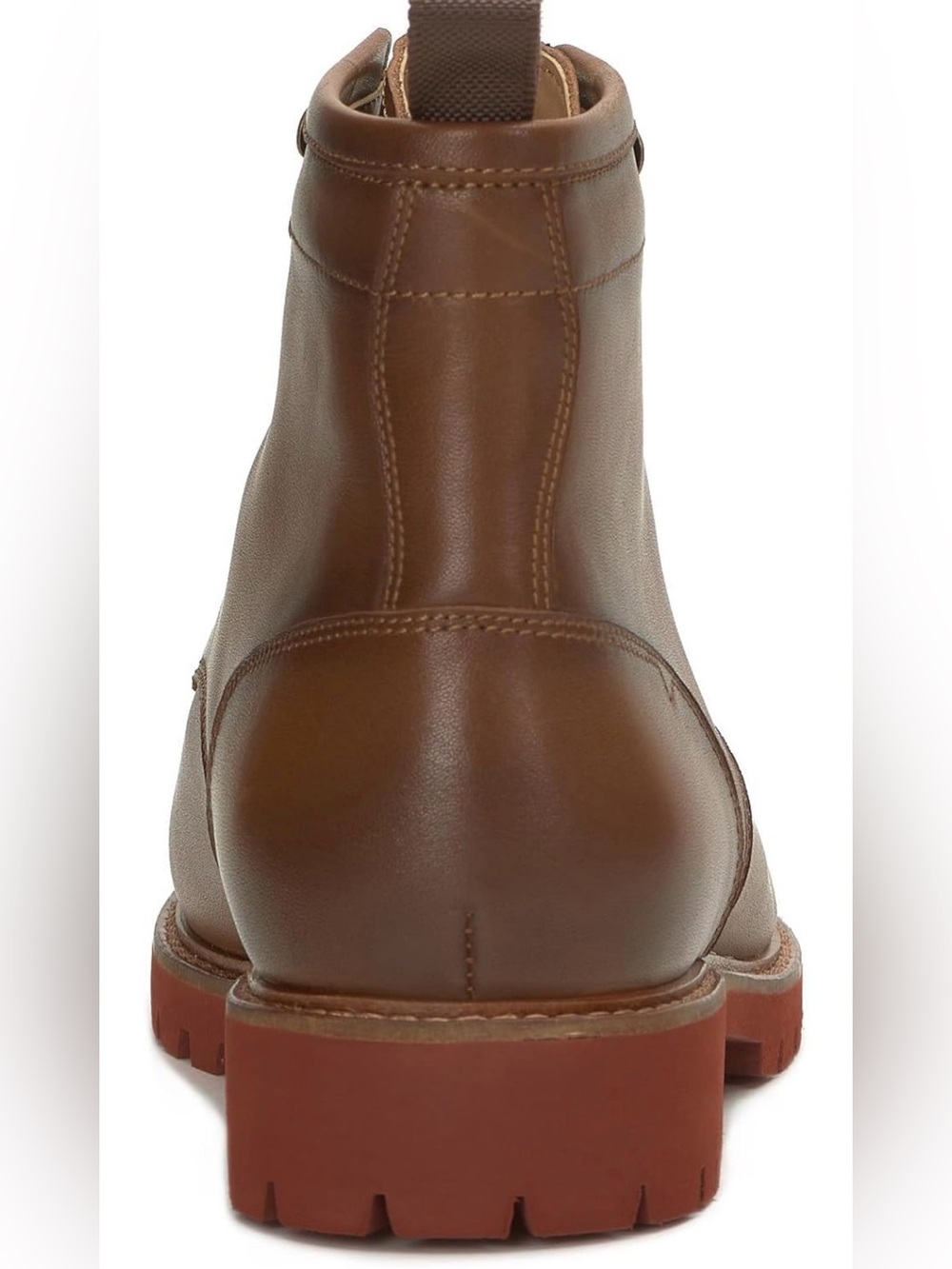 0177: Vince Camuto Brown Leather Lace-Up Moc Toe Boots - Picture 4 of 12